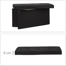 Relaxdays Faltbare Sitzbank XL, mit Stauraum, Sitzcube, Fußablage, Sitzwürfel als Aufbewahrungsbox, 38x76x38cm, schwarz