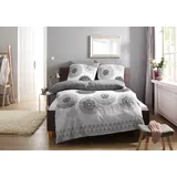 MY HOME Bettwäsche MY HOME "Tesso in Gr. 135x200, 155x220 oder 200x200 cm", grau (grau, anthrazit), B/L: 135cm x 200cm, 1 Stk., 1 Stk.