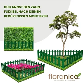 Floranica Zierzaun aus Holz 100 x 40 cm Grün imprägniert Steckzaun als Beeteinfassung Rasenkante Tierzaun Bauernzaun - Grün