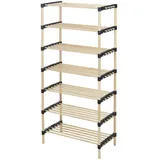 WellHome - Schuhregal mit 7 Böden aus Holz und Metall, 110 cm