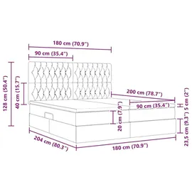 vidaXL Bett mit LED-Lichtleisten Dunkelgrau 180 x 200 cm Stoff