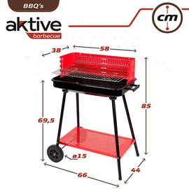 Aktive Holzkohlegrill 66x44x85 cm, - Black - One Size