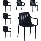 VORTIVO Gartenstuhl stapelbar – wetterfest, bis 200 kg, für Balkon, Terrasse & Esszimmer (6 St), bis zu 200 kg belastbar schwarz