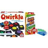 Schmidt Spiele 49014 Qwirkle, Spiel des Jahres 2011, Familienspiel & Mattel Games 52370 - Skip-Bo Kartenspiel und Familienspiel geeignet für 2 - 6 Spieler, Spiel ab 7 Jahren
