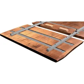 SAM Outillage Esstisch Baumkante Akazie natur 200(300)x100 Ansteckplatten silber ADINA