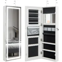 Costway 120 cm großer Schmuckschrank mit Spiegel & abschließbare Magnettür - Weiß