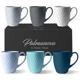 MIAMIO – 6 x 400 ml – Kaffeetassen Set/Becher – Moderne Keramik Tasse Matt – Kaffeetasse groß – Palmanova Kollektion (Ocean)