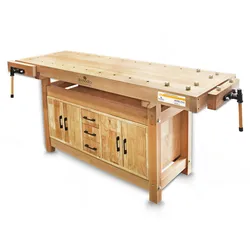 BAMATO Hobelbank WORK-1945 mit Einbauschrank aus Massivholz
