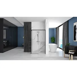 REA Duschkabine Solar mit Schiebetür 90 x 195 cm Schwarz transparent