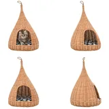 vidaXL Katzenhaus mit Kissen 40x60 cm Naturweide Tipi - Katzenhaus - Katzenhäuser - Katzenkorb - Katzenkörbe - Braun