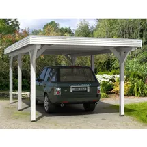 SKANHOLZ Spessart Einzelcarport 3,55 x 6,04 m weiss inkl. Regenrinne und Pfostenanker