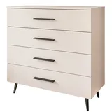 lookway KOMMODE AURA KASCHMIR 4S mit Schubladen Schwarze Beine und Griffe