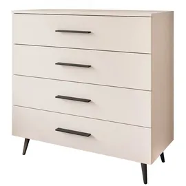 lookway KOMMODE AURA KASCHMIR 4S mit Schubladen Schwarze Beine und Griffe
