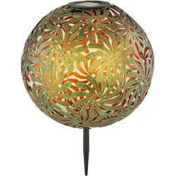 Solarleuchte Erdspieß Kugelleuchte Solar Stecklampe antik gold, Lichteffekt, Metall, LED warmweiß, DxH 26x37 cm