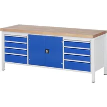 Rau Werkbank höhenverstellbar 8909A2, B2000xT700xH840-1040mm, 8x Schublade-TA, 1x Tür