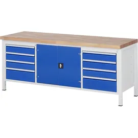 Rau Werkbank höhenverstellbar 8909A2, B2000xT700xH840-1040mm, 8x Schublade-TA, 1x Tür