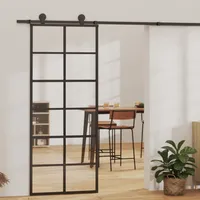 Festnight Schiebetür Glas glasschiebetür Komplettset schiebetür Komplettset mit tür glastür Sliding Door Schwebetür-6x2 Raster-76 x 205 cm