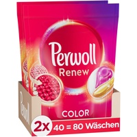 Perwoll Renew Caps Color Waschmittel 80 (2 x 40 Wäschen), All-in-1 Waschmittel Caps reinigen sanft und erneuern Farben & Fasern, für alle farbigen Textilien, mit Dreifach-Renew-Technologie