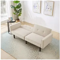 OKWISH Schlafsofa Multifunktionales verstellbares Sofabett, 2-in-1-Sofabett, Zweisitzer-Sofa, Schlafcouch, Polstersofa 1 Teile, unabhängig verstellbare Doppelrückenlehnen beige