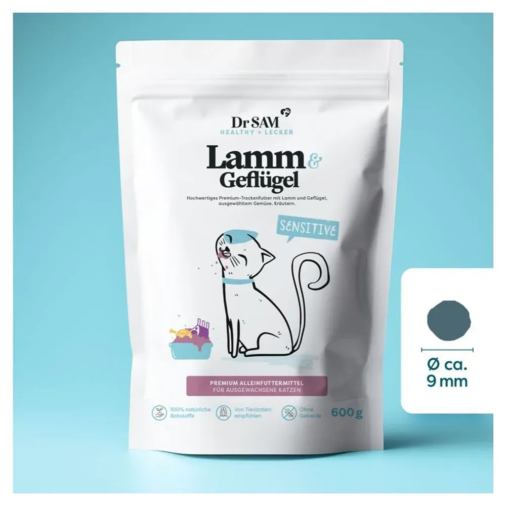 Dr. SAM Lamm mit Geflügel Trockenfutter für Katzen