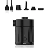 Toomoke Akku-Luftpumpe Elektrische Luftpumpe, 5000 Pa Pumpe Akku, 450L/Min, mit 4 Düsen (Set, 4 Luftdüse, Ladekabel, Aufbewahrungstasche, Luftpumpe), Luftpumpe für Luftmatratze, Schwimmring, Luftkissen, Schlauchboot schwarz