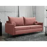 MIRJAN24 Schlafsofa Leon, mit Schlaffunktion und Bettkasten, Metallfüße, Rückenlehne in Form beweglicher Kissen rosa