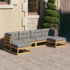 vidaXL Garten-Lounge-Set 6-tlg. natur/grau
