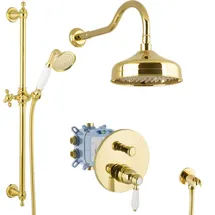 PaulGurkes Regendusche Set Unterputz Gold Duschsystem Luxus Dusche Komplett