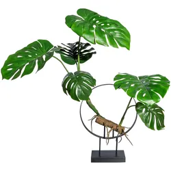 CREATIV green Dekoobjekt mit künstlicher Pflanze Splitphilodendron auf Metallständer