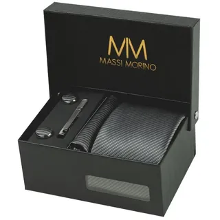 MASSI MORINO Krawattenset in grau gestreift | Gr.: onesize