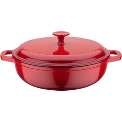 GSW Schmortopf »Red Shadow«, Gusseisen, Dunstzapfen im Deckel zum Garen im eigenen Saft, Induktion, Ø 30 cm GSW rot-schattiert