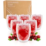 Exitoso Doppelwandige Latte Macchiato Gläser | 330ml 6er gläser set | doppelwandige kaffeegläser | Borosilikatglas Kaffeetassen Glas | kaffeegläser cappuccino gläser