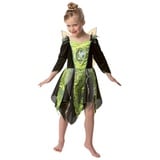 Rubie ́s Kostüm Disney's Tinkerbell Halloween Karneval Kostüm, Halloween geht auch als Fee: giftgrün-schwarzes Fransenkleid der Disne grün 128