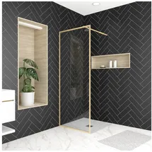 Marwell Walk In Dusche 200x120 cm Marwell Duschwand Golden Frame 6mm Sicherheitsglas gold Aluminiumrahmen mit Haltearm
