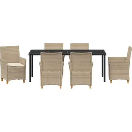 vidaXL Garten Essgruppe 7-tlg. Beige