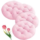 Umllpet Sitzkissen Rund 40cm, 4 Stück Bodenkissen Rund Sitzpolster Stuhlauflage Sitzpolster Stuhlkissen Polster Auflage für Wohnzimmer, Esszimmerstuhl Stuhl für Indoor Outdoor (Hellrosa)