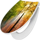 Banjado Premium Toilettendeckel Mit Absenkautomatik WC-Sitz Soft Close Hygienischer Klodeckel Duroplast Mit Motiv Herbstwald