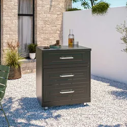 Oviala Business Outdoor-Küchenmöbel 3 Schubladen