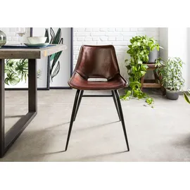Massivmoebel24 Stuhl Leder braun 2er Set