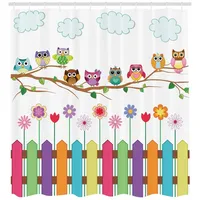 ABAKUHAUS Duschvorhang Eulen 175 x 200 cm bunt