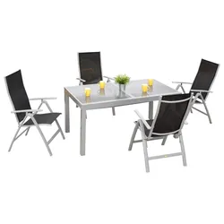 Gartengarnitur 5-tlg. Carrara Metall/Textil/Glas