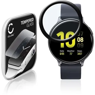 CELLONIC 9H Display Schutzglas für Samsung Galaxy Watch Active 2 (40mm) Smartwatch, 3D Full Cover Full Glue Screen Protector Glass, Fitness Tracker Displayschutz Glas schwarz Schutzfolie