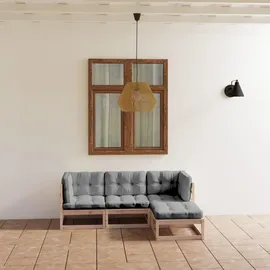 vidaXL Garten-Lounge-Set 4-tlg. grau