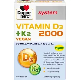 Doppelherz System Vitamin D3 2000 + K2 Vegan Tabletten 120 St.