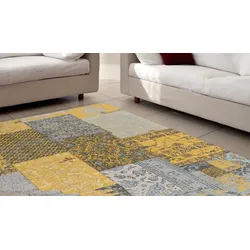 Teppich MY HOME "Ella" Gr. 6, gold (goldfarben), B:200cm H:10mm L:290cm, Baumwolle, Teppiche, Vintage Design, Wohnzimmer