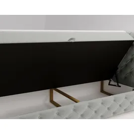 kaiser möbel Chesterfield-Kontinentalbett Luxury Stoff Royal Velvet Silber 120x200 cm - Silber