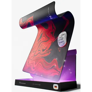Nyfter - Premium XXL Gaming Mauspad Nyfpad 900x500mm Mousepad im Liquid Design Wellenfrei mit extra vernähten Kanten (Black-Red)