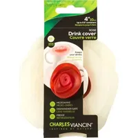 Charles Viancin ROSE 11,5 cm 2 Silikon-Getränkedeckel Weiß/Rot