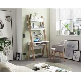 MCA Furniture Schreibtisch Regal weiß matt, Eiche hell Dekor, BxHxT 85x182x48 cm