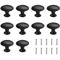 XPEX 10 Stück Schubladenknopf, Möbelknopf, Schubladenknopf-Set, modern, mit Kuppel, Edelstahl-Schrankknopf Schubladenknopf rund Stil schwarz